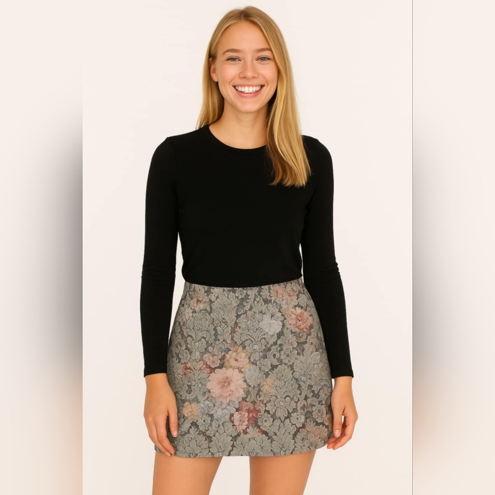 ALEX B Embellished Pink and Silver Mini A-line Skirt for Night Out Size 11